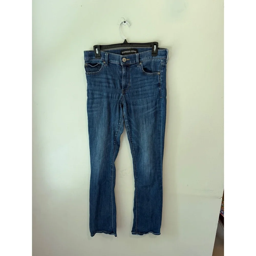 Express Barely Boot Mid Rise Jeans Medium Wash Blue Denim Women Size 8R